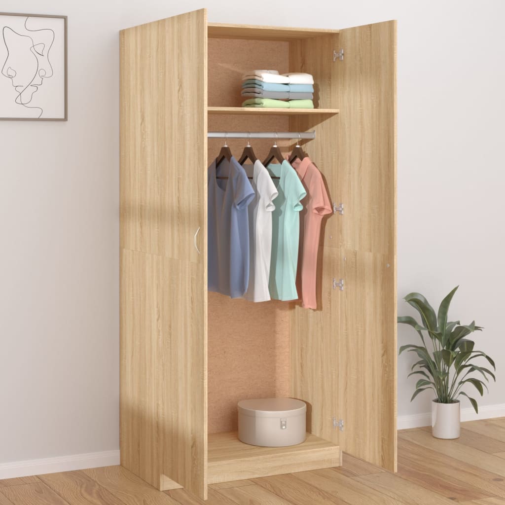 Garderobe Sonoma Eik 90X52X200 Cm Konstruert Tre
