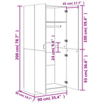 Garderobe Sonoma Eik 90X52X200 Cm Konstruert Tre