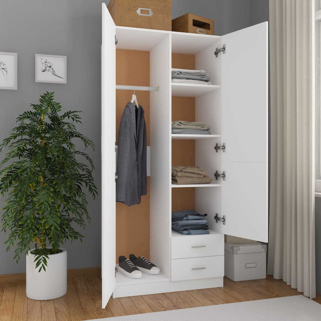 Garderobe Hvit 80X52X180 Cm Konstruert Tre