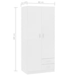 Garderobe Hvit 80X52X180 Cm Konstruert Tre