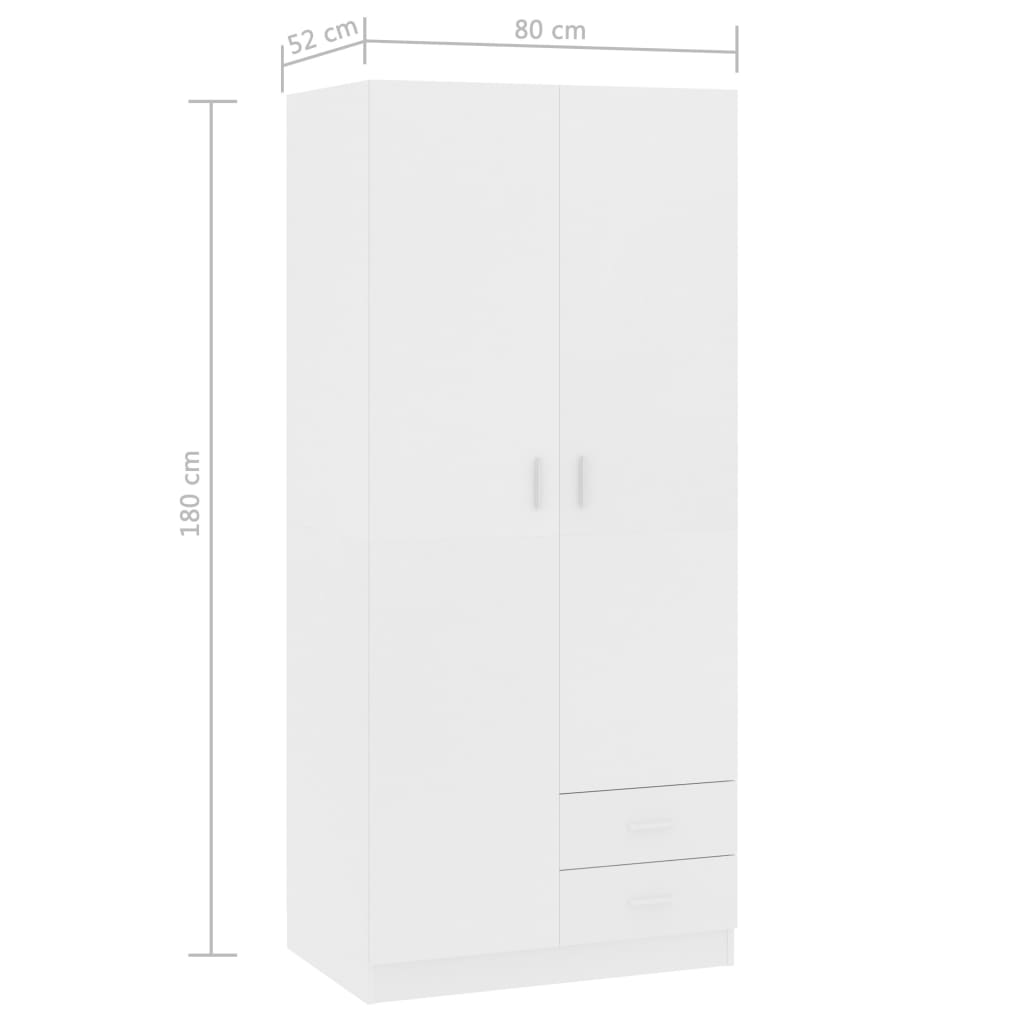 Garderobe Hvit 80X52X180 Cm Konstruert Tre