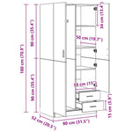 Garderobe Hvit 80X52X180 Cm Konstruert Tre
