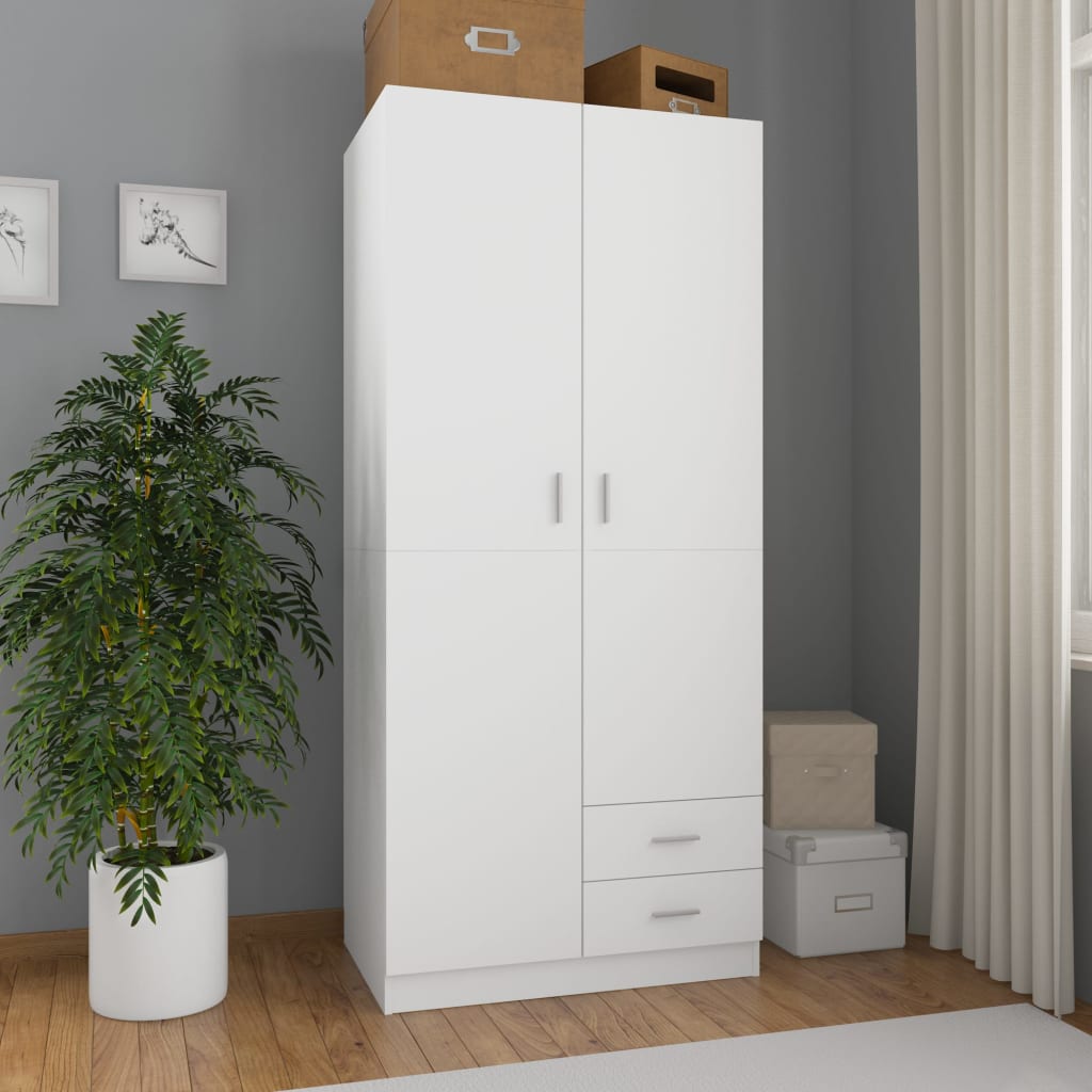 Garderobe Hvit 80X52X180 Cm Konstruert Tre