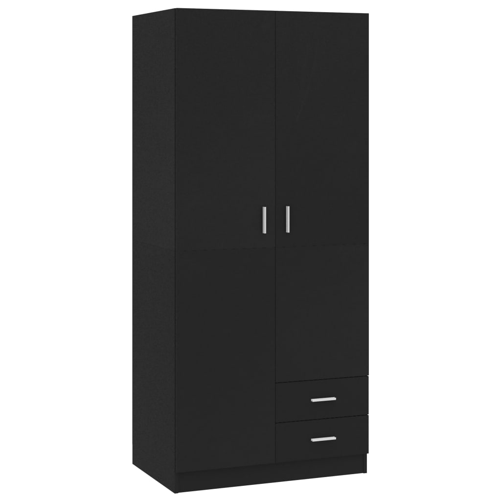 Garderobe Svart 80X52X180 Cm Konstruert Tre