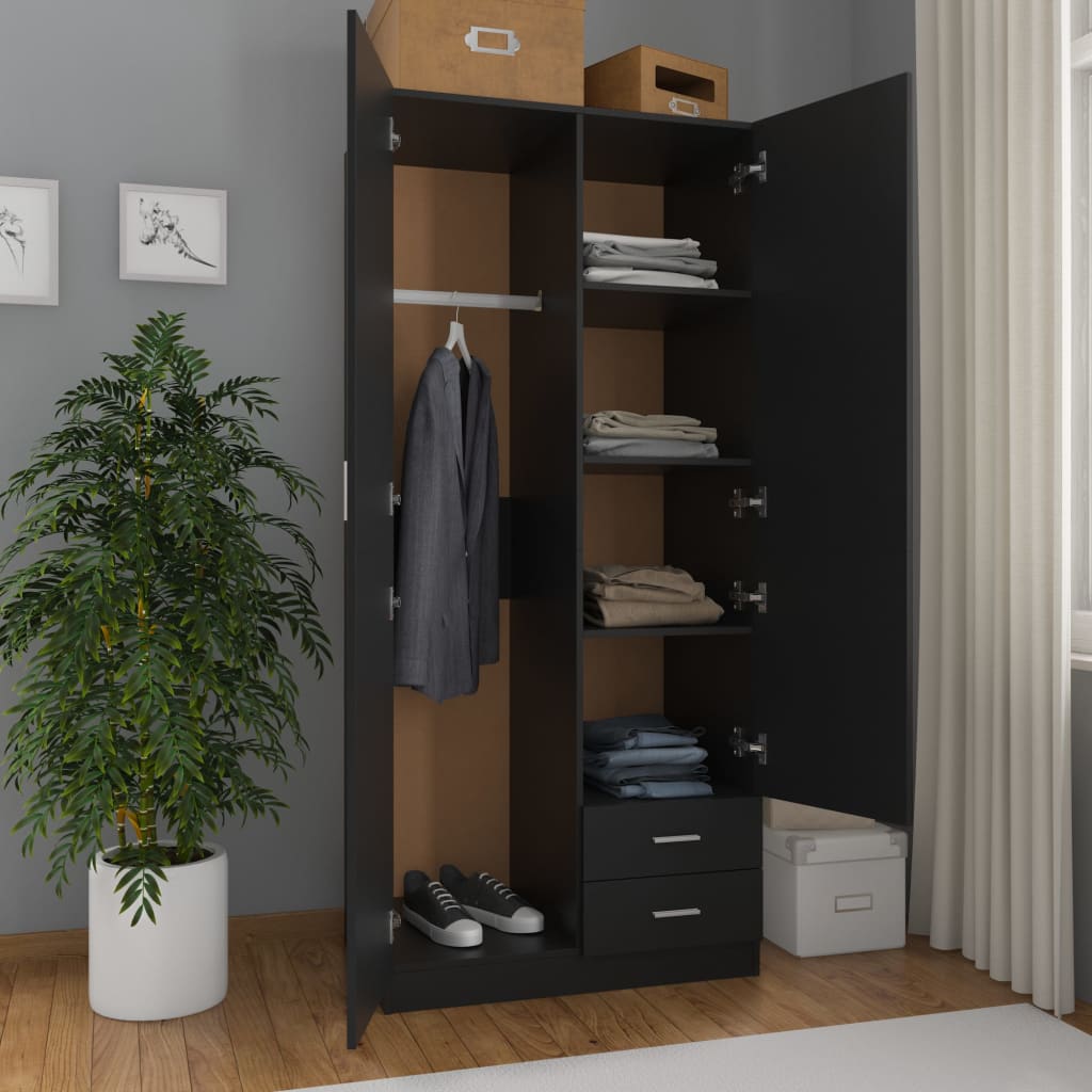Garderobe Svart 80X52X180 Cm Konstruert Tre