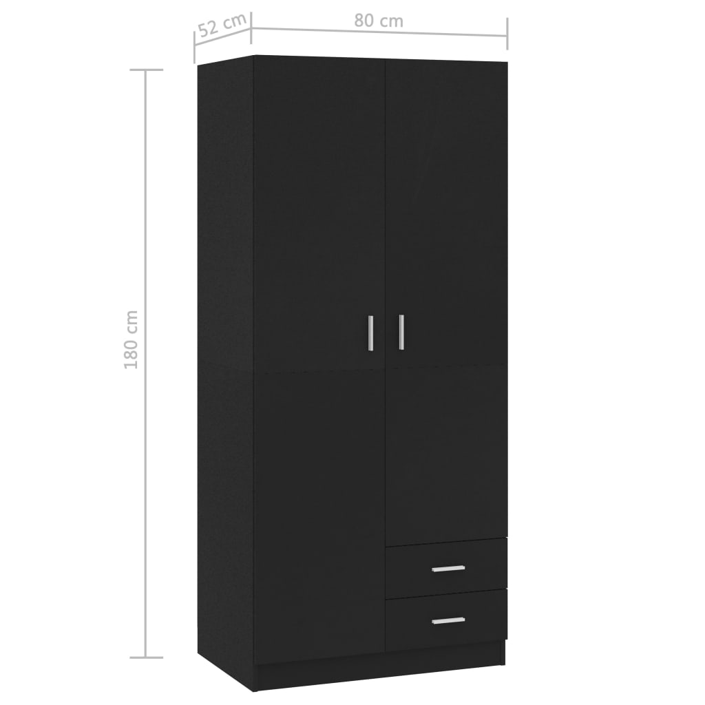 Garderobe Svart 80X52X180 Cm Konstruert Tre