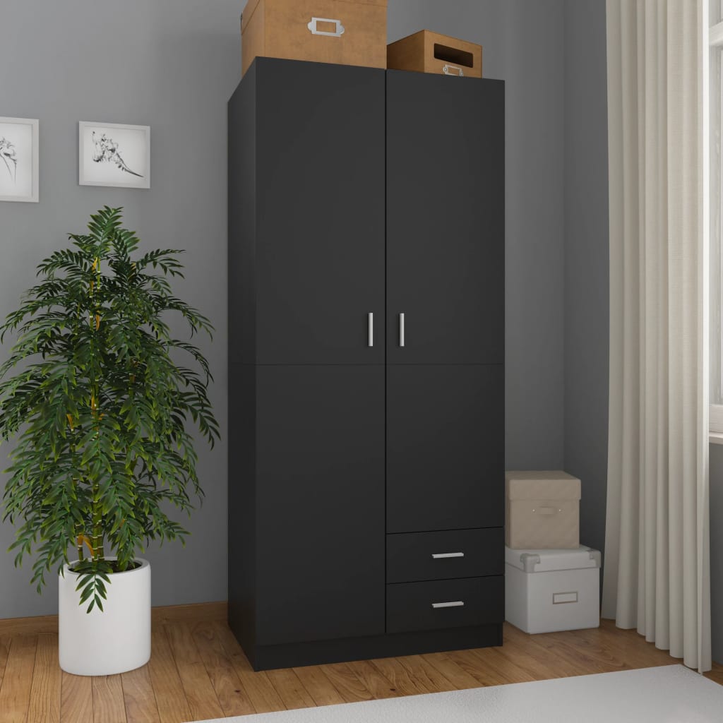 Garderobe Svart 80X52X180 Cm Konstruert Tre