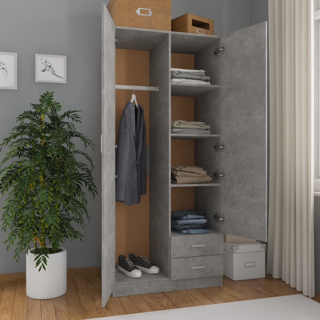 Garderobe Betonggrå 80X52X180 Cm Konstruert Tre
