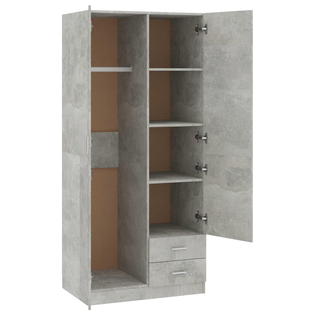 Garderobe Betonggrå 80X52X180 Cm Konstruert Tre