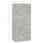 Garderobe Betonggrå 80X52X180 Cm Konstruert Tre