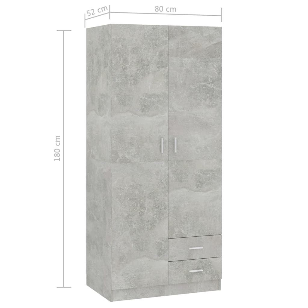 Garderobe Betonggrå 80X52X180 Cm Konstruert Tre
