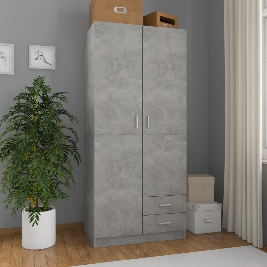 Garderobe Betonggrå 80X52X180 Cm Konstruert Tre
