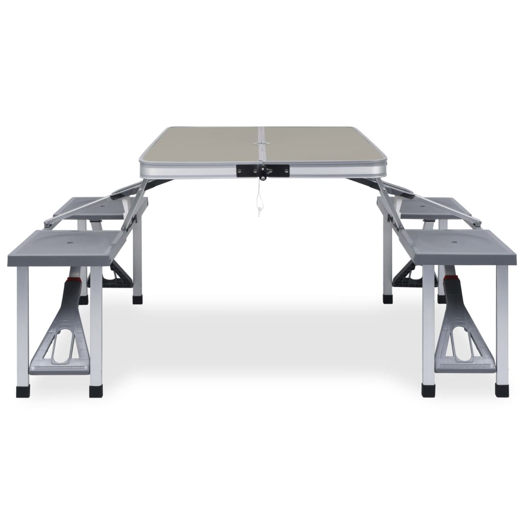 Foldbart Campingbord Med 4 Seter Stål Aluminium