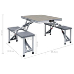 Foldbart Campingbord Med 4 Seter Stål Aluminium