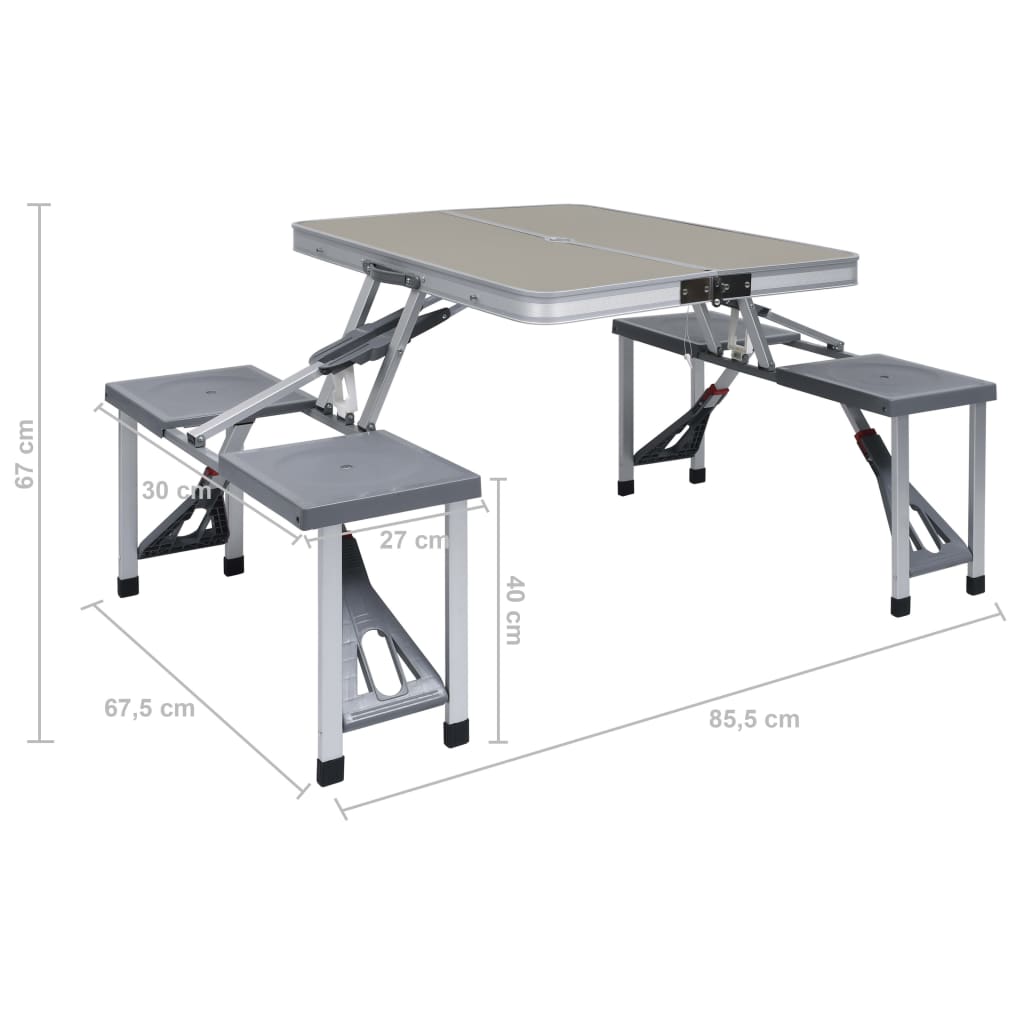 Foldbart Campingbord Med 4 Seter Stål Aluminium