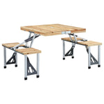 Foldbart Campingbord Med 4 Seter Stål Aluminium