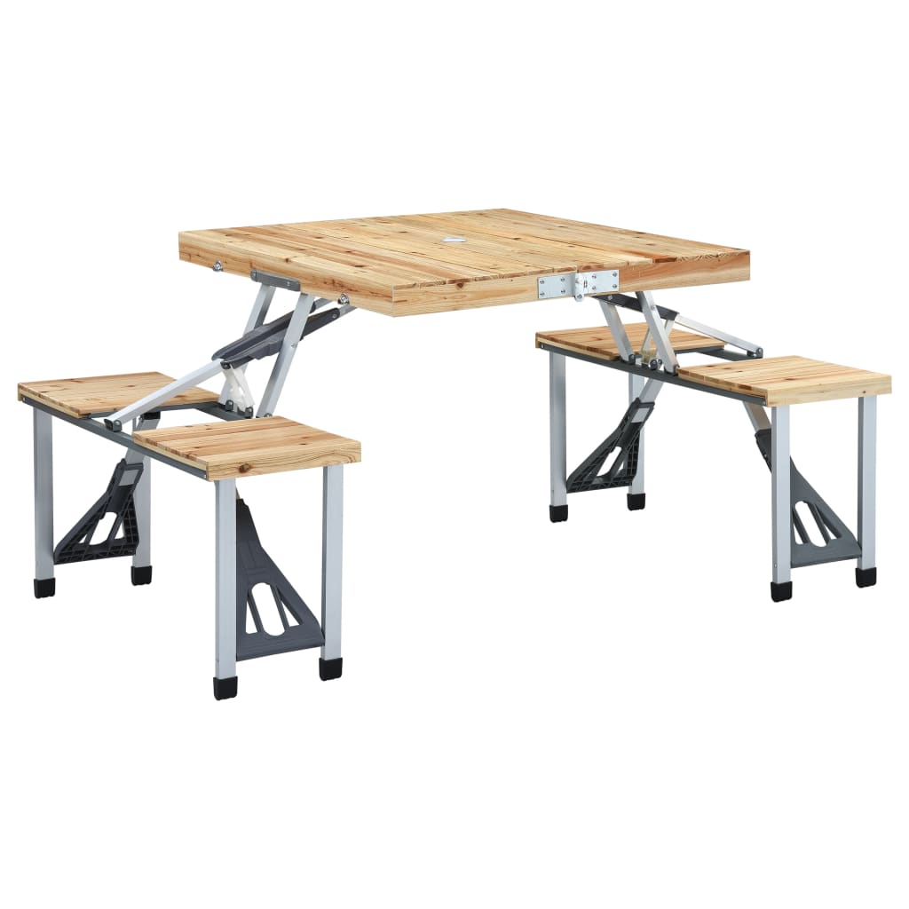 Foldbart Campingbord Med 4 Seter Stål Aluminium