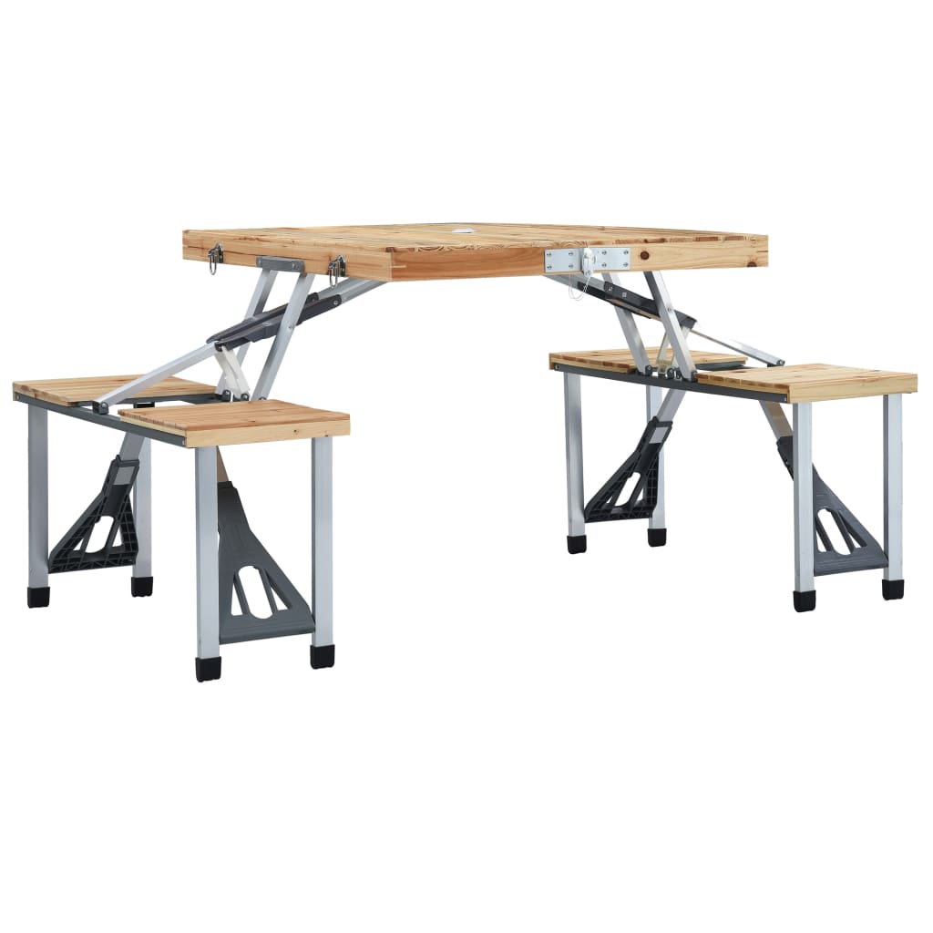 Foldbart Campingbord Med 4 Seter Stål Aluminium