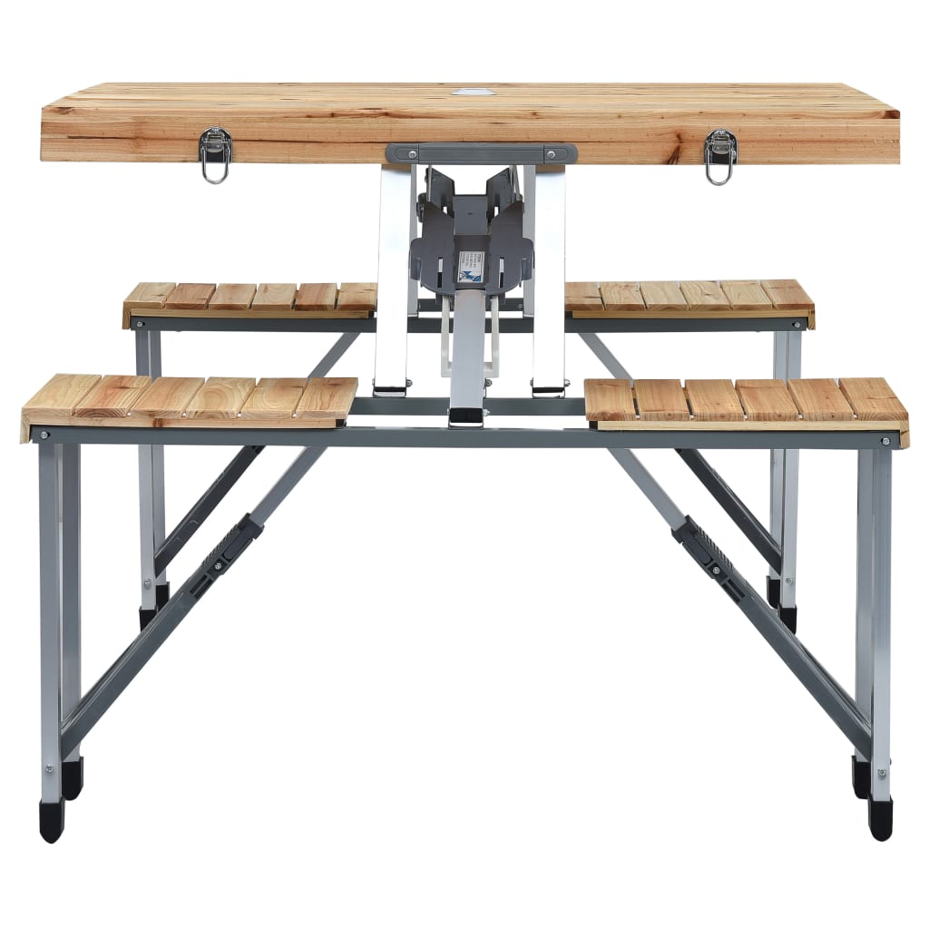 Foldbart Campingbord Med 4 Seter Stål Aluminium