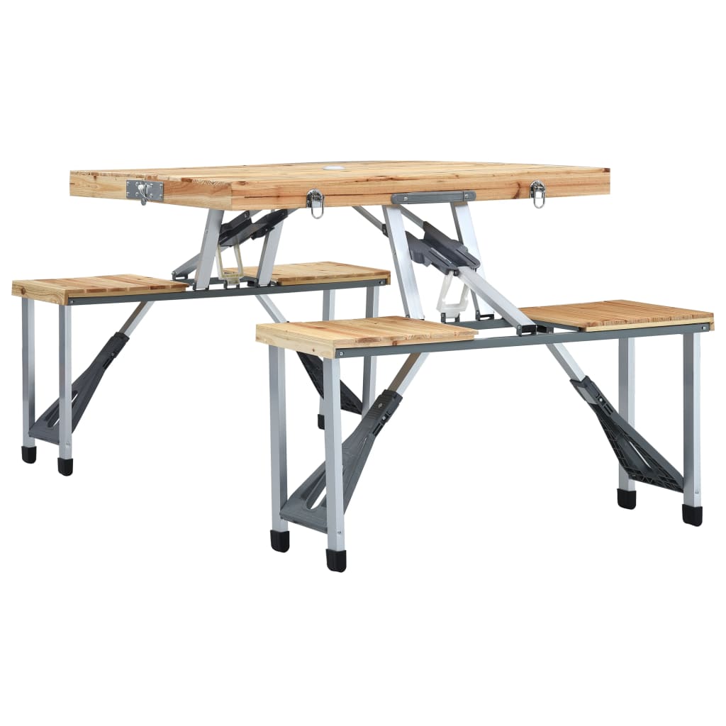 Foldbart Campingbord Med 4 Seter Stål Aluminium