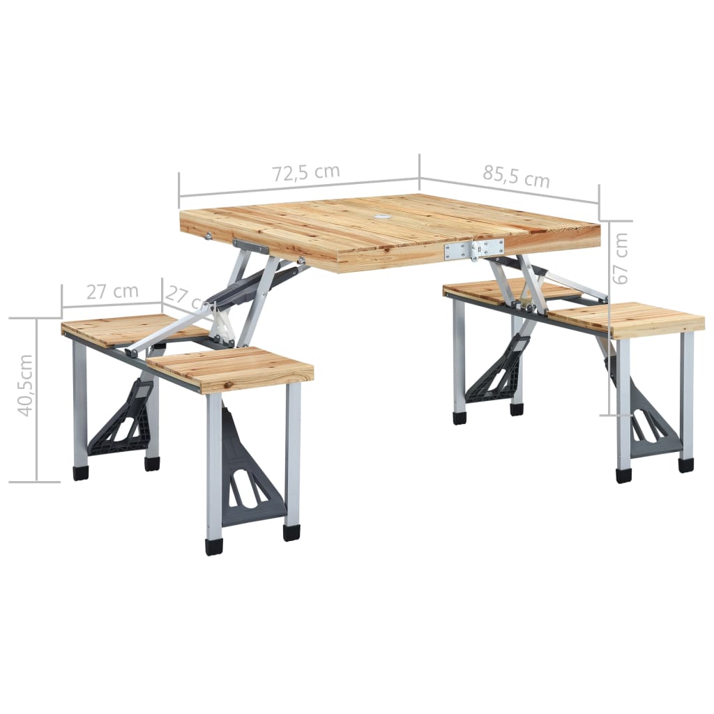 Foldbart Campingbord Med 4 Seter Stål Aluminium