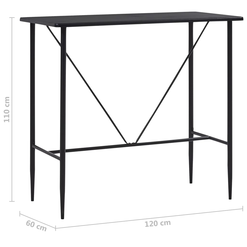 Barbord Svart 120X60X110 Cm Mdf
