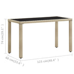 Hagebord Beige 123X60X74 Cm Polyrotting