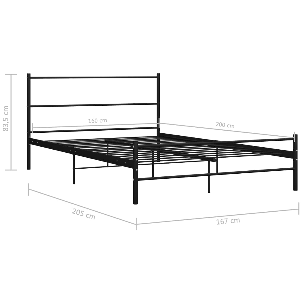 Sengeramme Svart Metall 160X200 Cm