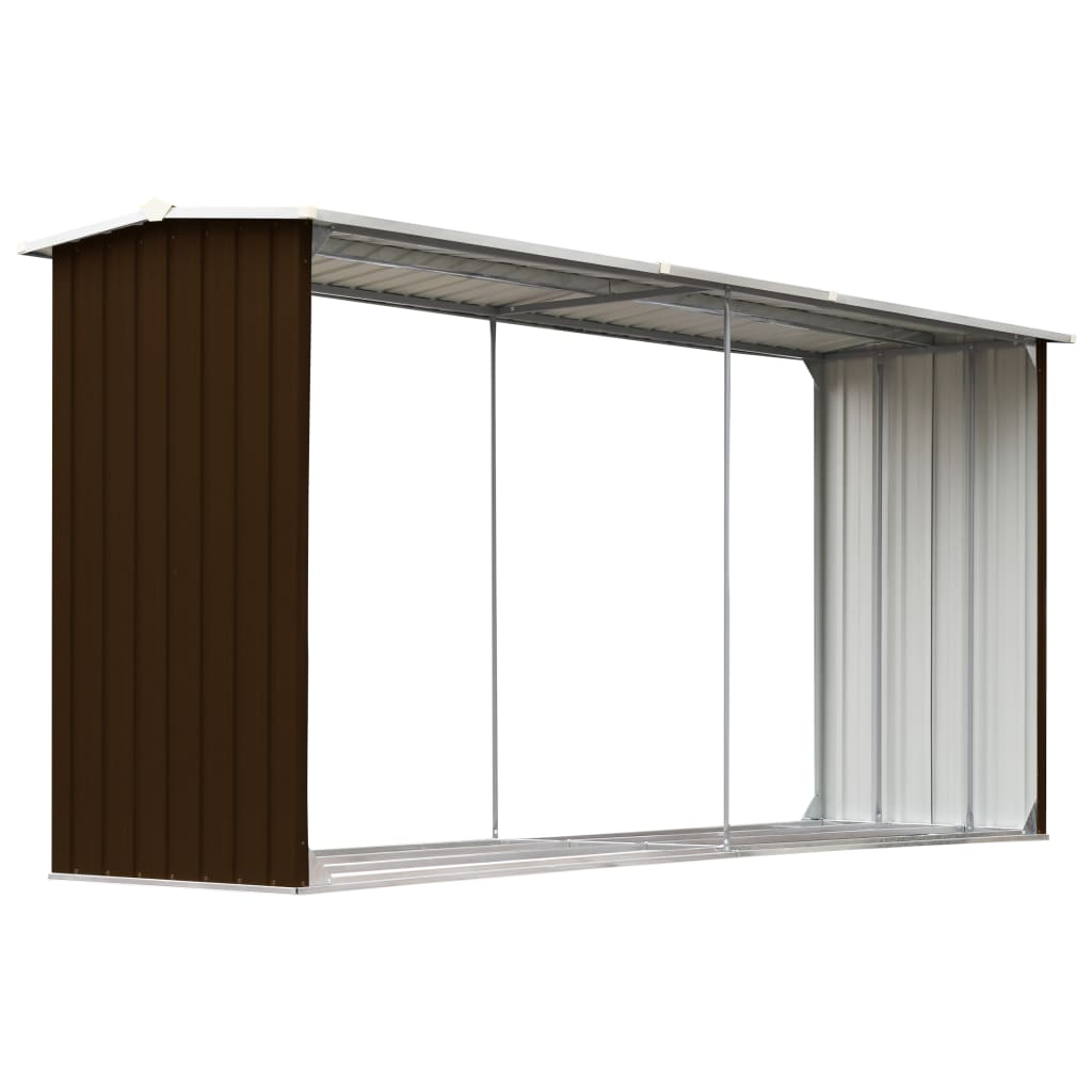 Vedskjul Galvanisert Stål 330X92X153 Cm Brun