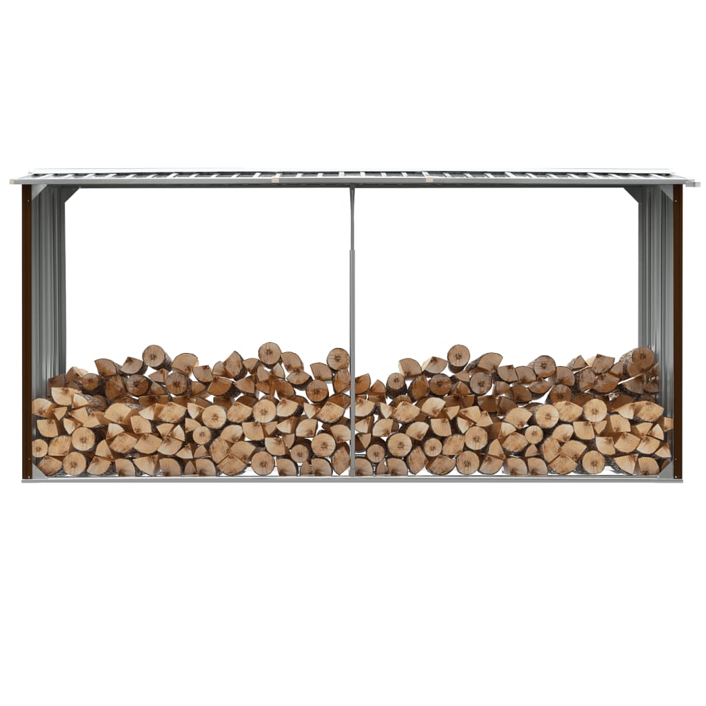 Vedskjul Galvanisert Stål 330X92X153 Cm Brun