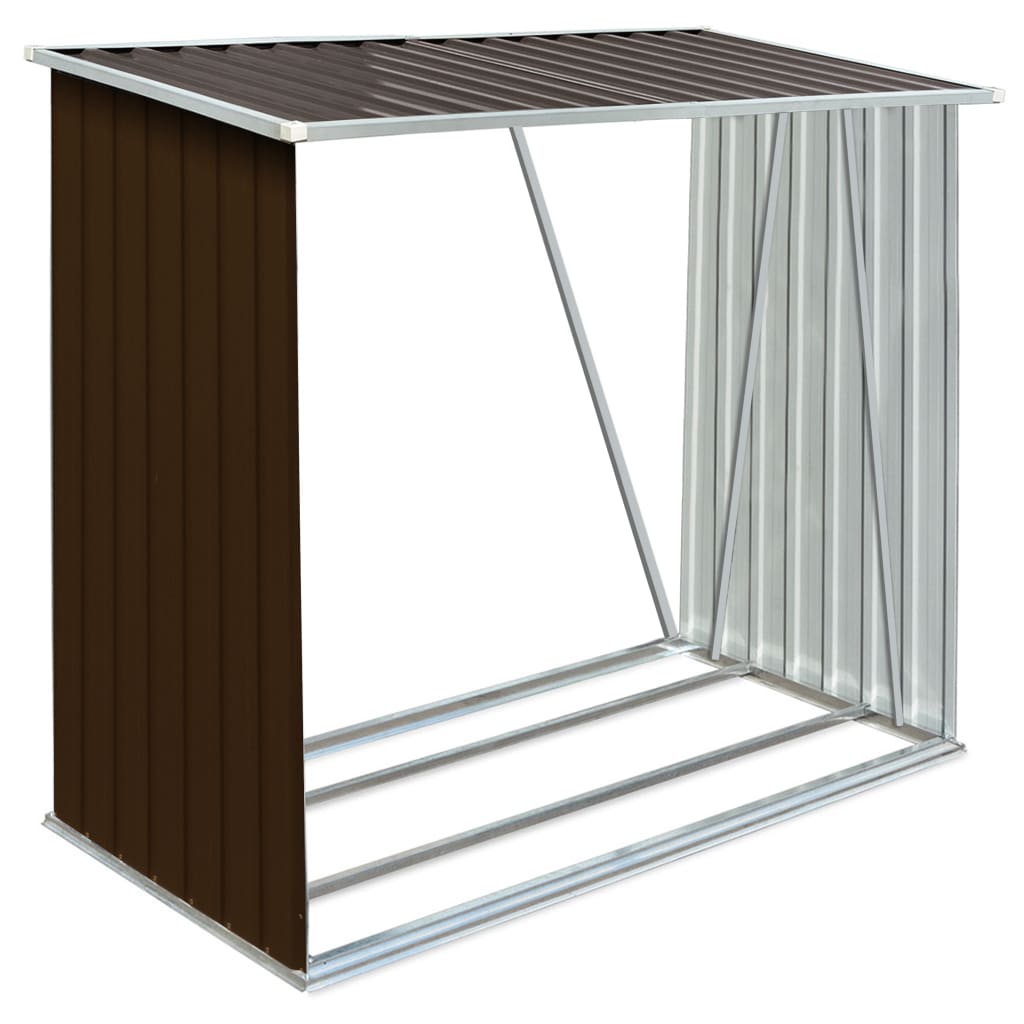 Vedskjul Galvanisert Stål 163X83X154 Cm Brun