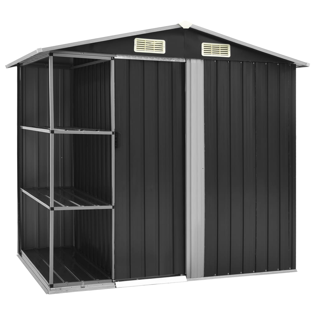 Hageskur Med Hylle Antrasitt 205X130X183 Cm Jern