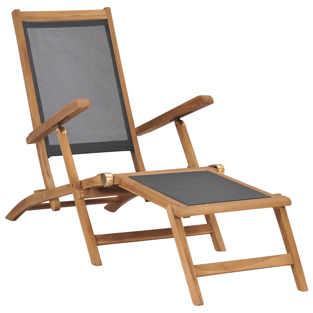 Fluktstol Med Fotstøtte Heltre Teak Svart