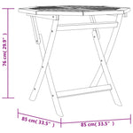 Sammenleggbart Hagebord 85X85X76 Cm Heltre Teak