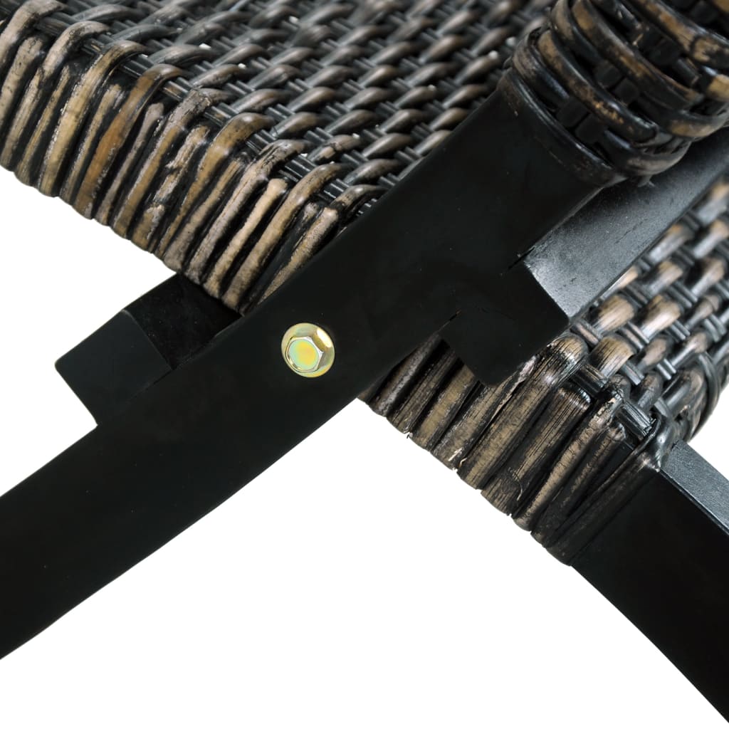 Lenestol Svart Naturlig Kubu-Rotting Og Heltre Mahogni