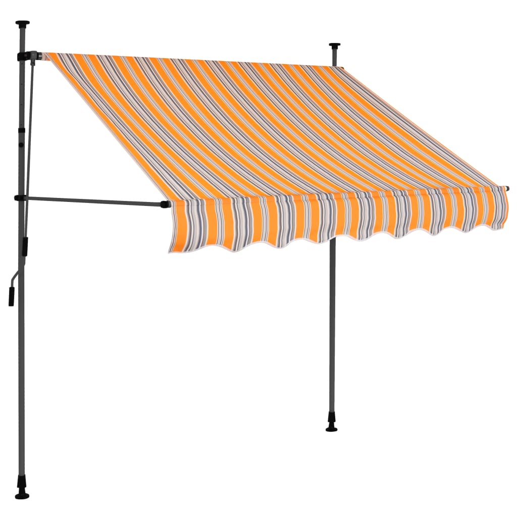 Manuell Uttrekkbar Markise Med Led 150 Cm Gul Og Blå