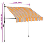 Manuell Uttrekkbar Markise Med Led 150 Cm Gul Og Blå