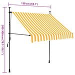 Manuell Uttrekkbar Markise Med Led 150 Cm Hvit Og Oransje