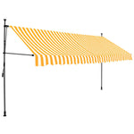 Manuell Uttrekkbar Markise Med Led 400 Cm Hvit Og Oransje