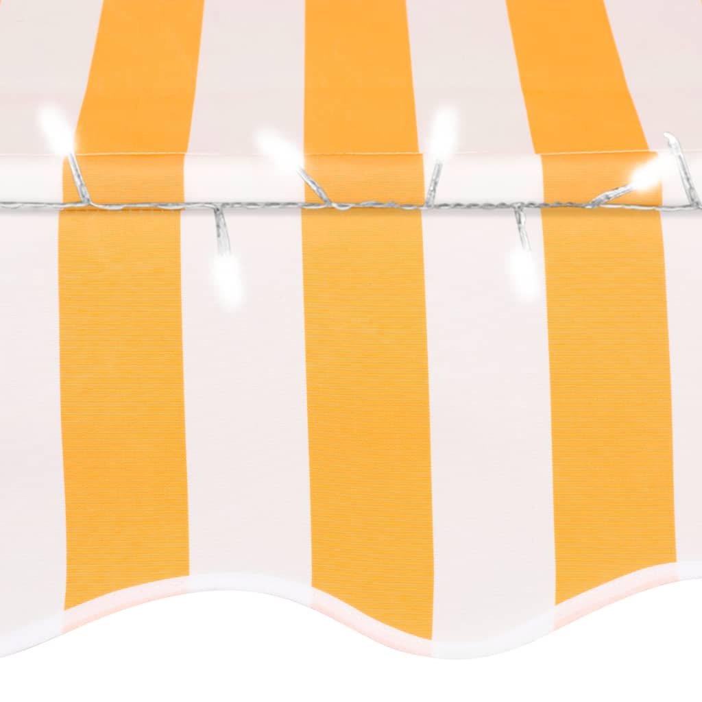 Manuell Uttrekkbar Markise Med Led 400 Cm Hvit Og Oransje