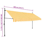 Manuell Uttrekkbar Markise Med Led 400 Cm Hvit Og Oransje