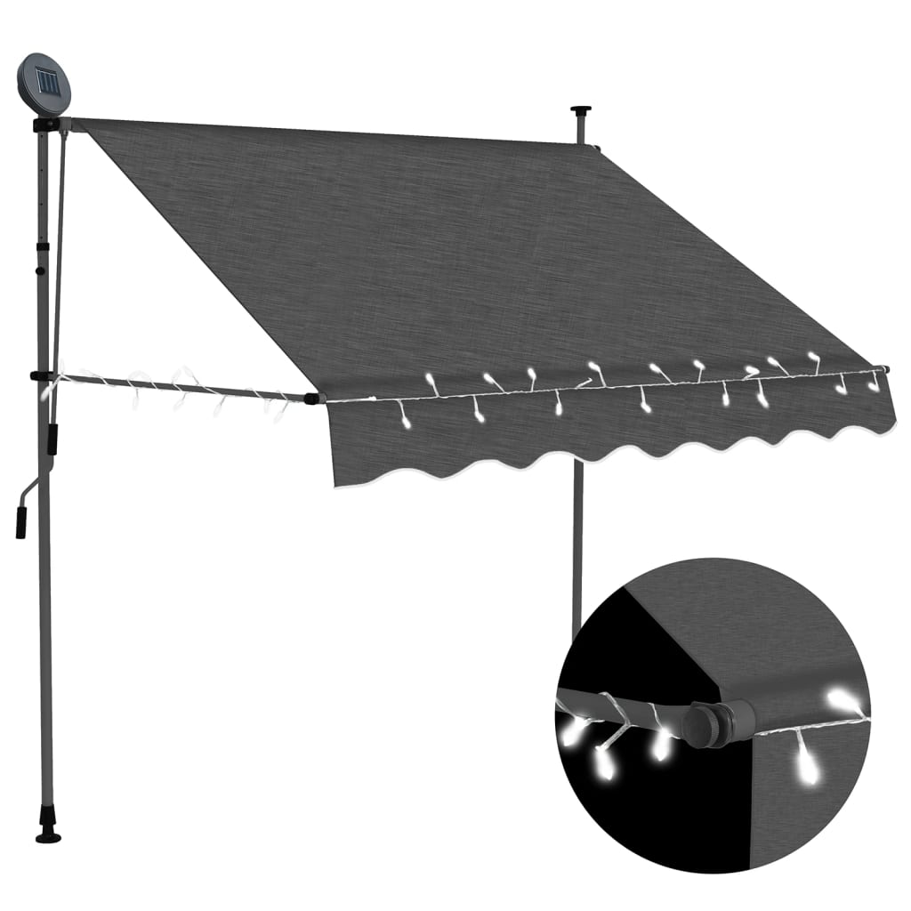 Manuell Uttrekkbar Markise Med Led 150 Cm Antrasitt