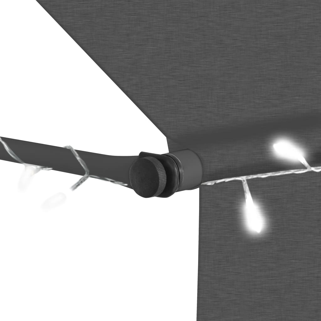 Manuell Uttrekkbar Markise Med Led 150 Cm Antrasitt