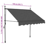 Manuell Uttrekkbar Markise Med Led 150 Cm Antrasitt