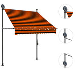 Manuell Uttrekkbar Markise Med Led 150 Cm Oransje Og Brun