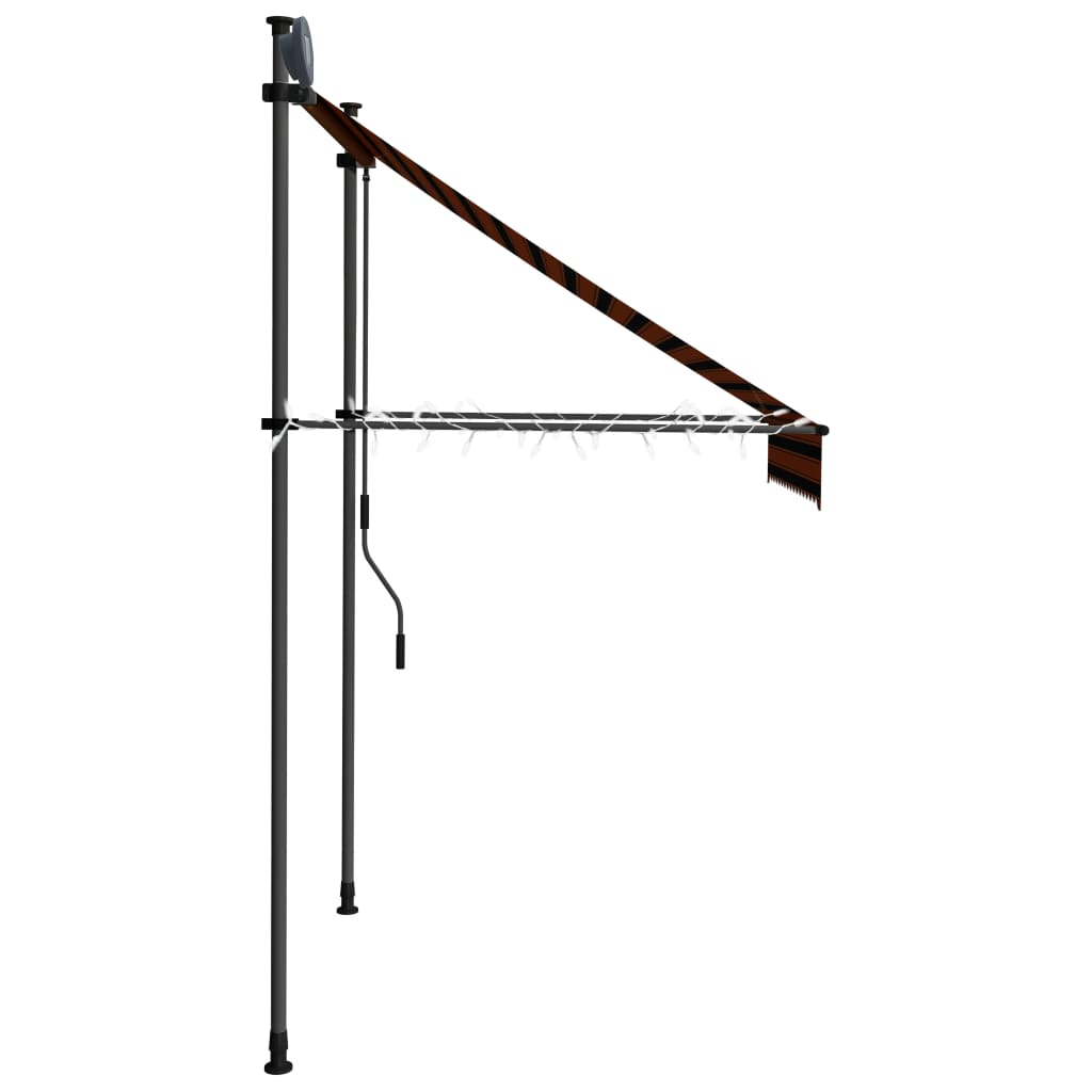 Manuell Uttrekkbar Markise Med Led 150 Cm Oransje Og Brun