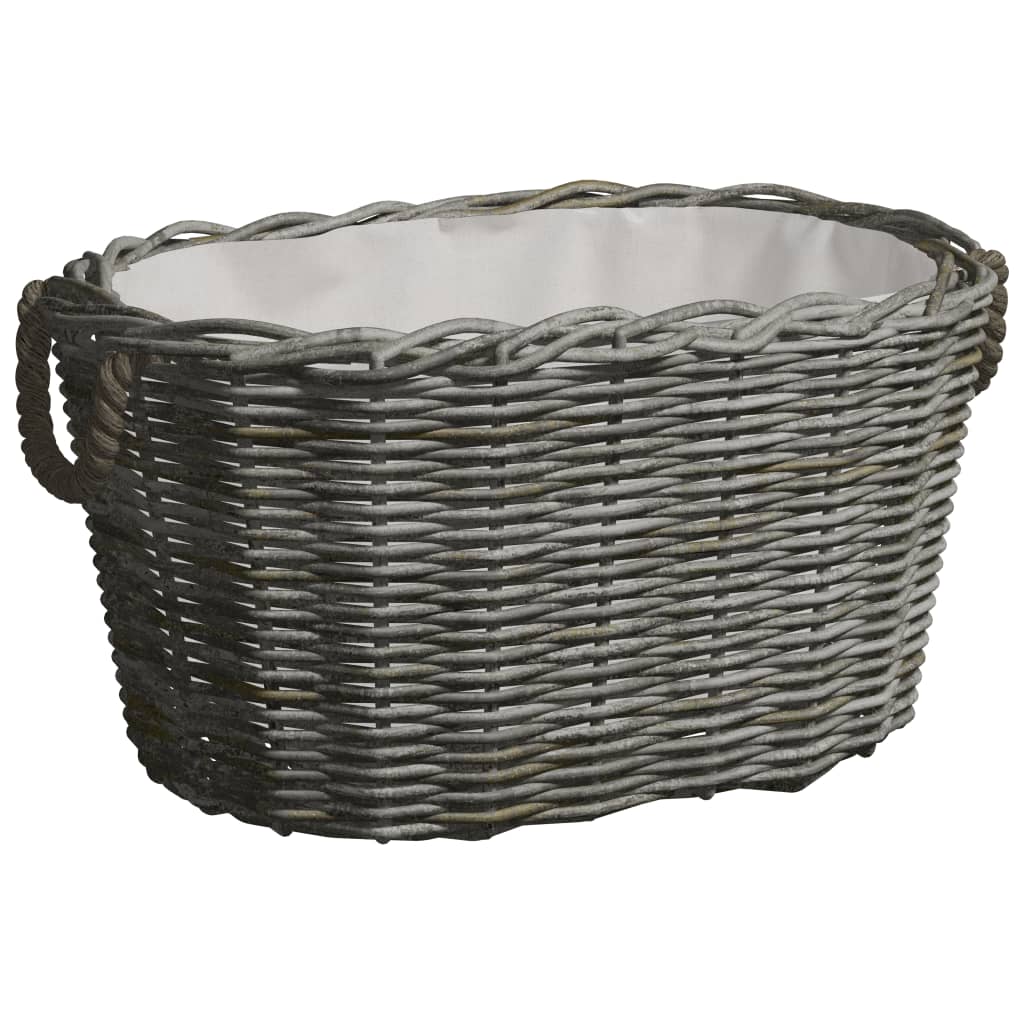 Vedkurv Med Bærehåndtak 59X42X28 Cm Grå Selje