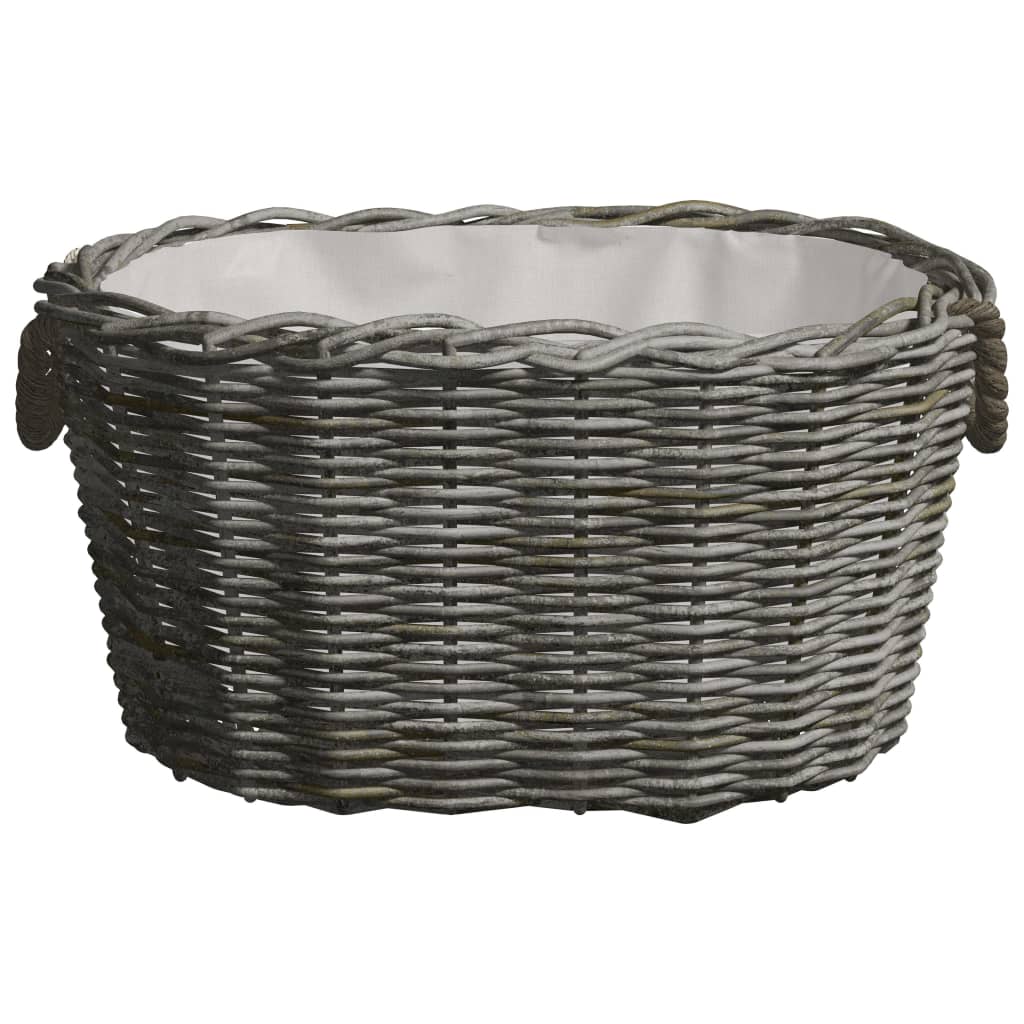 Vedkurv Med Bærehåndtak 59X42X28 Cm Grå Selje