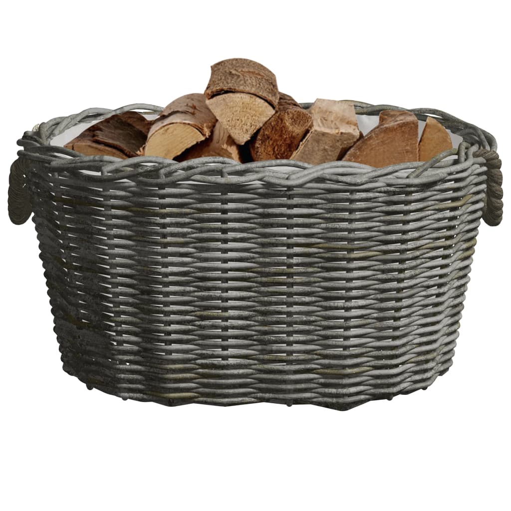 Vedkurv Med Bærehåndtak 59X42X28 Cm Grå Selje