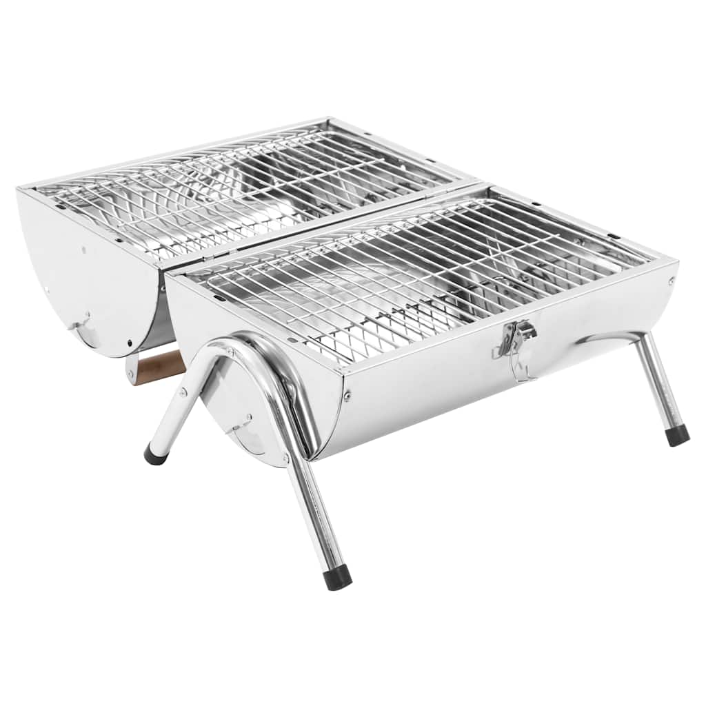 Bærbar Bordgrill Kull Rustfritt Stål Doble Rister